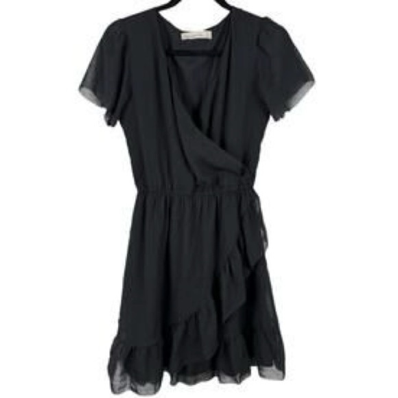 Abercrombie & Fitch| Black Flounced Sleeve Ruffled A-Line Skirt Mini-Dress Sz XS - Picture 1 of 7